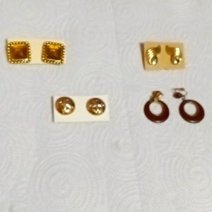 Vintage  to Mod Lot of 4 Clip On Earrings